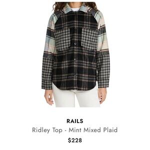 Rails - Plaid XS button down top - no tags but only worn twice